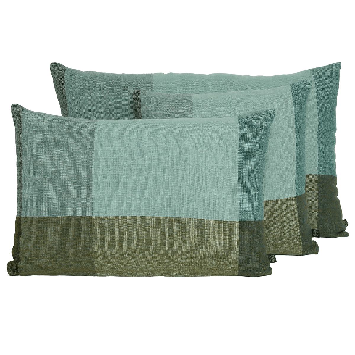 Housse De Coussin - Saporo En Lin Lavé À Grands Carreaux - Celadon