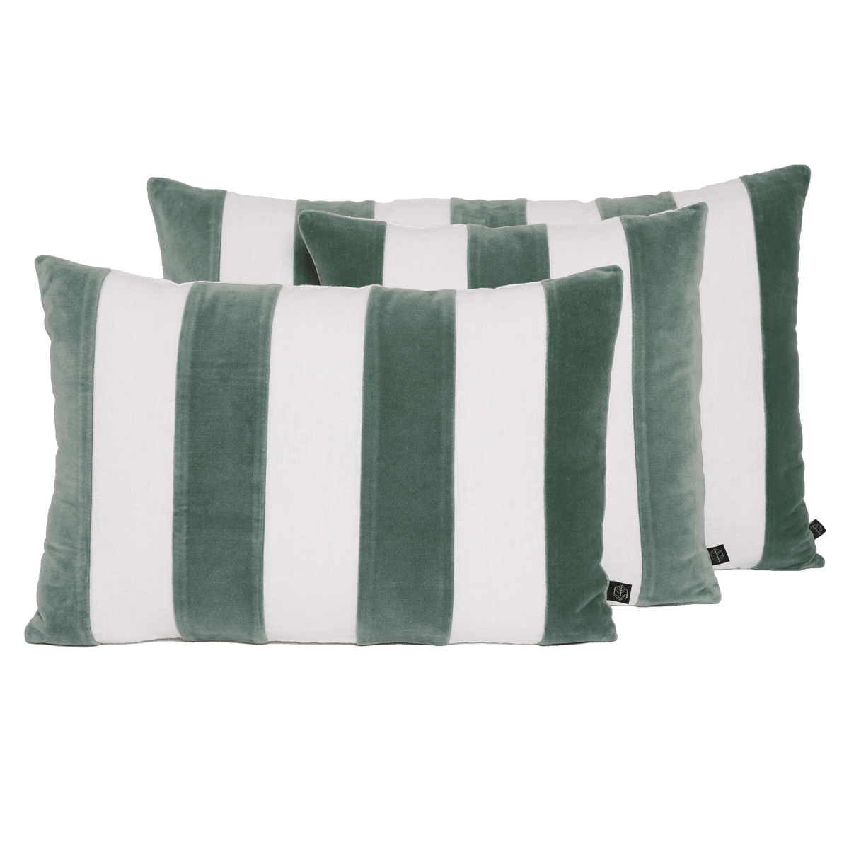 Housse De Coussin - Perth Rayé En Velours Et Lin - Celadon