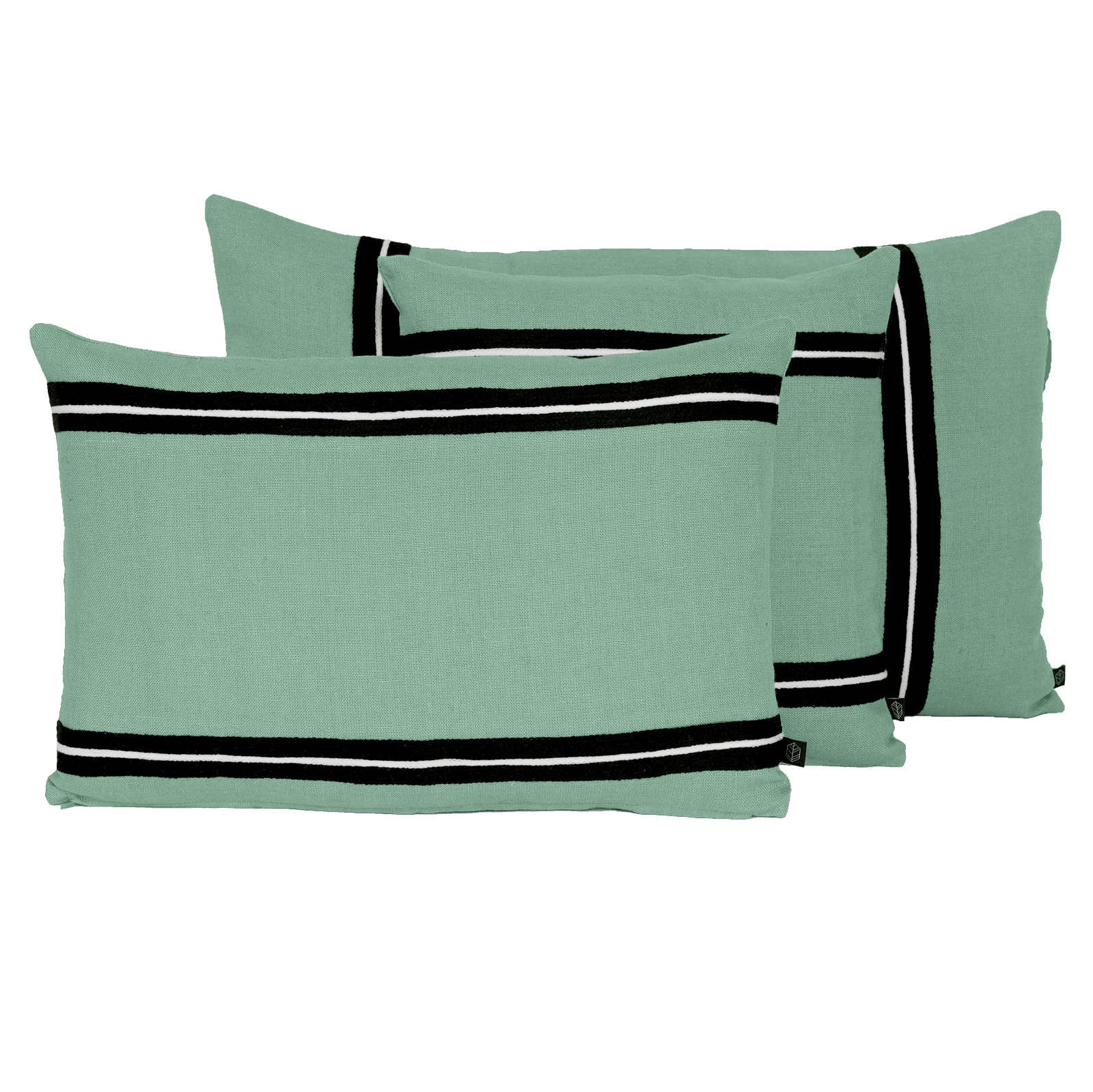 Housse De Coussin - Skagen En Lin Lavé Et Rayure Noire - Celadon