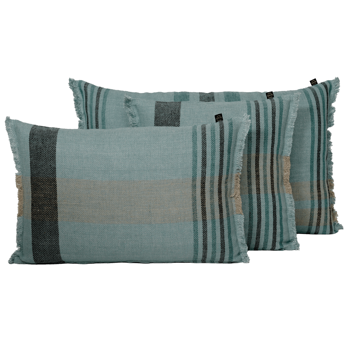 Housse De Coussin - Aalborg Lin Et Coton À Carreaux - Celadon