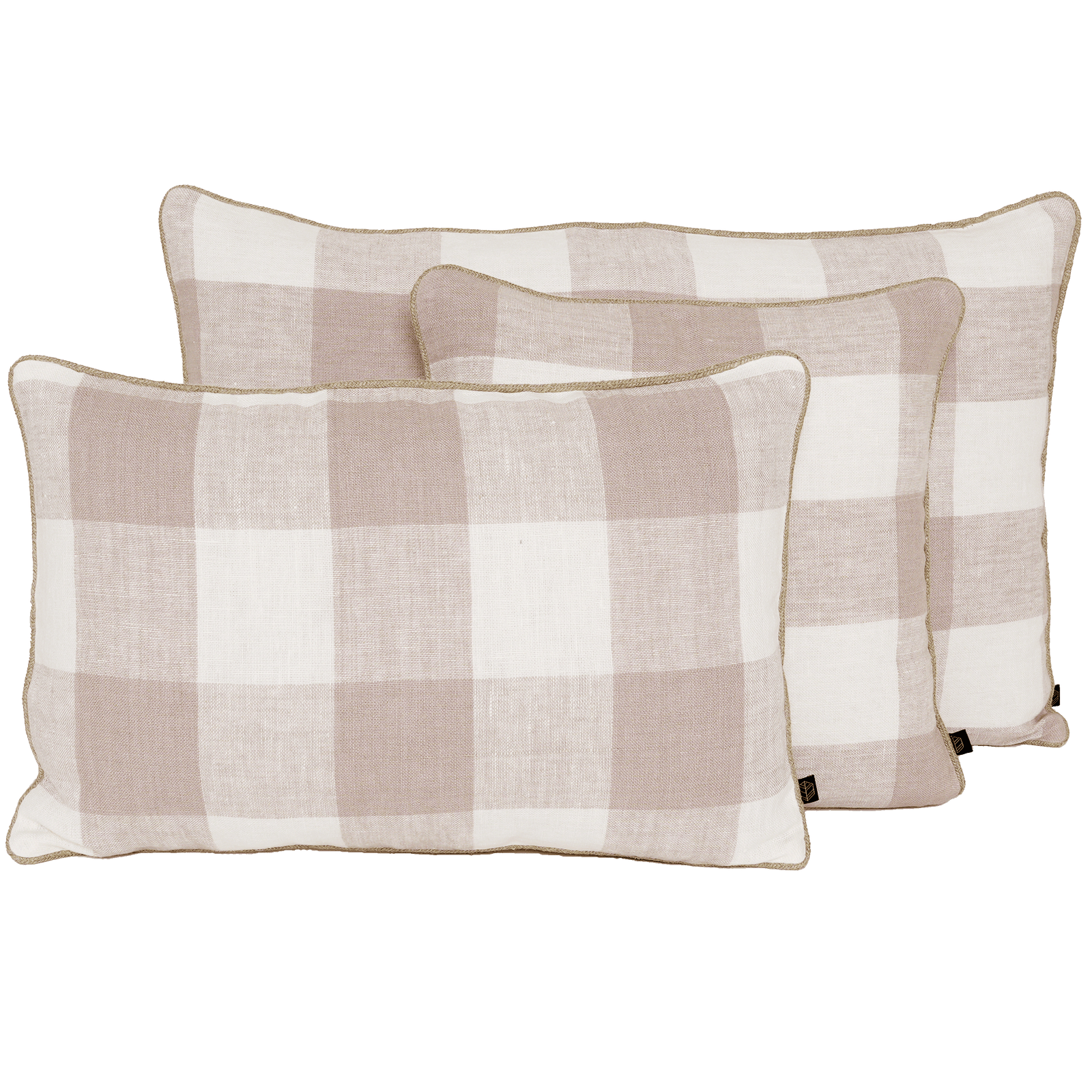 Housse De Coussin - Palma 100% Lin À Gros Carreaux - Petale