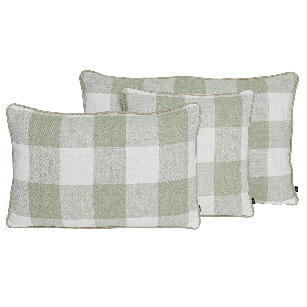 Housse De Coussin - Palma 100% Lin À Gros Carreaux - Amande