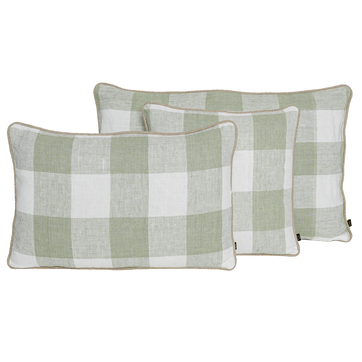 Housse De Coussin - Palma 100% Lin À Gros Carreaux - Amande