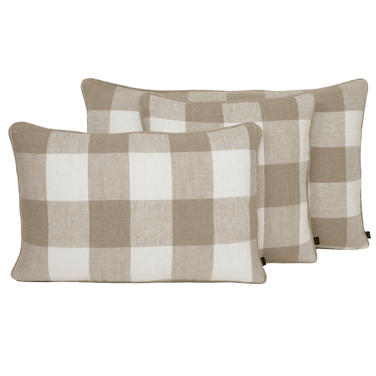 Housse De Coussin - Palma 100% Lin À Gros Carreaux - Naturel
