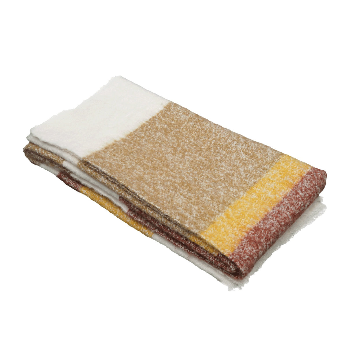 Plaid Rayé En Laine Mélangé Calypso - Tabac