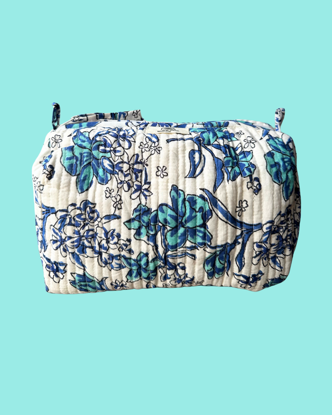 Pouch Delhi M bleu en voile de coton