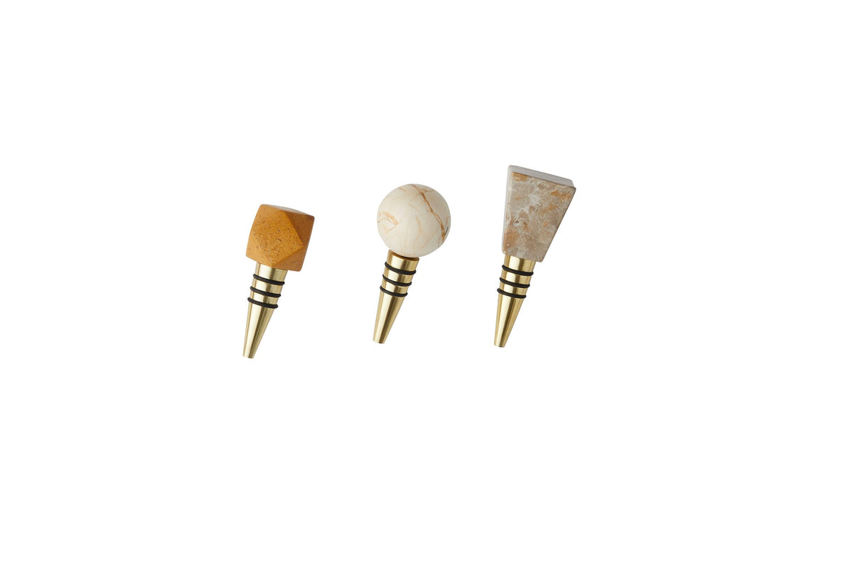 Assorted Marble Bottle Stoppers, Set of 3 In Gift Box