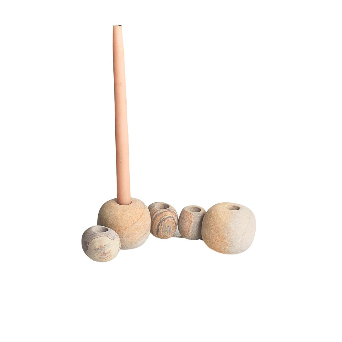 Rainbow Sandstone Crescent Taper Holder