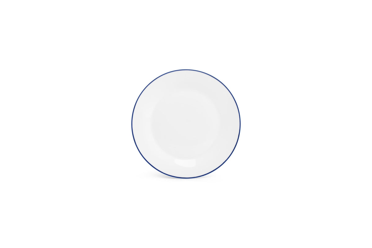 S&P - Basic White Assiette plate 20cm blue rim Basic White - 1 SET - 6 pièces