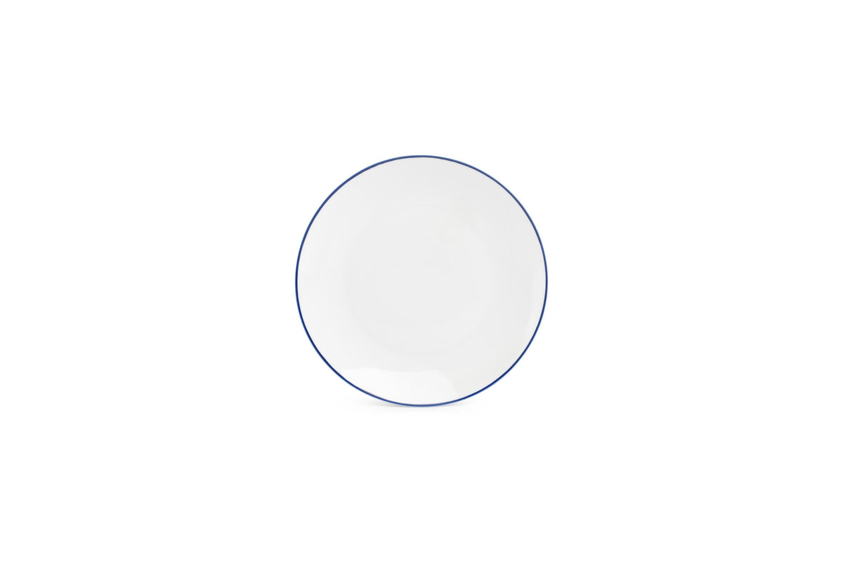 S&P - Basic White Assiette plate 20,5cm coupe blue rim Basic White - 1 SET - 6 pièces