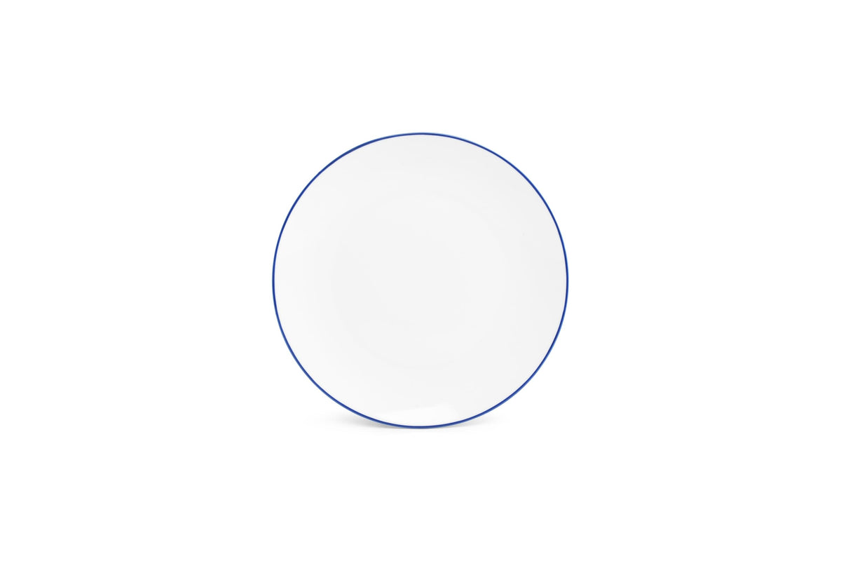 S&P - Basic White Assiette plate 24cm coupe blue rim Basic White - 1 SET - 6 pièces