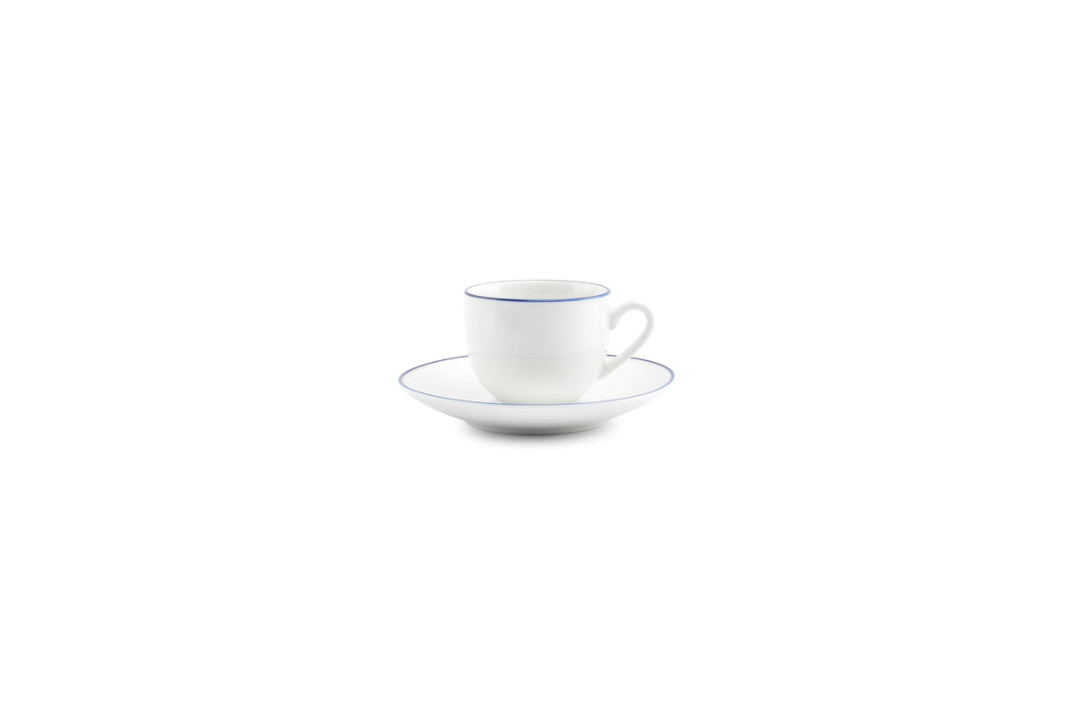 S&P - Basic White Soucoupe à moka 12,5cm blue rim Basic White - 1 SET - 6 pièces