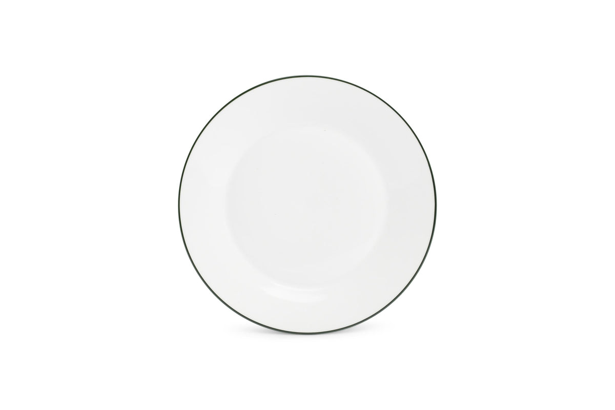 S&P - Basic White Assiette plate 24cm green rim Basic White - 1 SET - 6 pièces