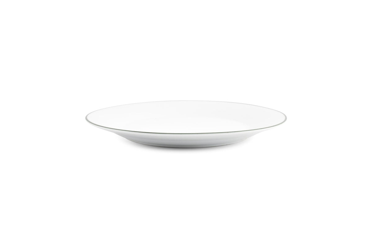 S&P - Basic White Assiette plate 24cm green rim Basic White - 1 SET - 6 pièces