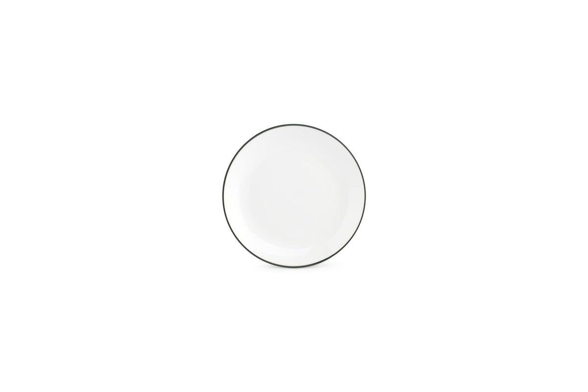 S&P - Basic White Assiette plate 15cm coupe green rim Basic White - 1 SET - 6 pièces