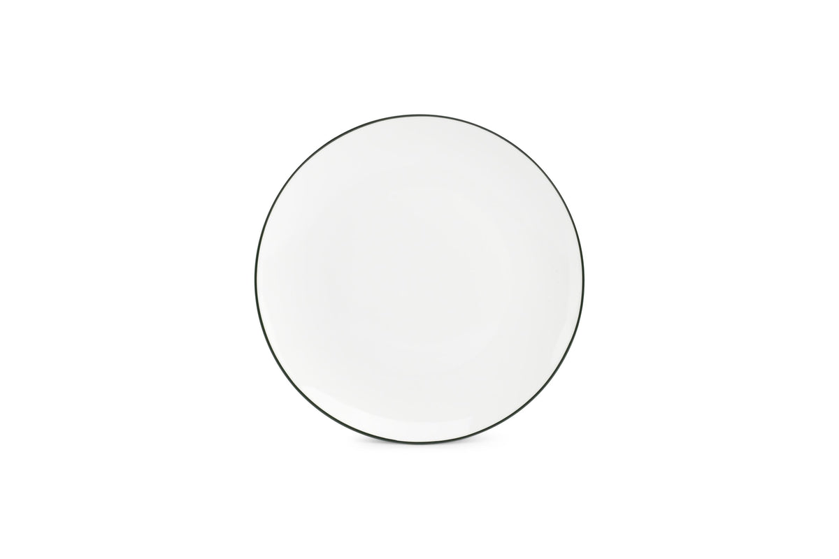S&P - Basic White Assiette plate 24cm coupe green rim Basic White - 1 SET - 6 pièces