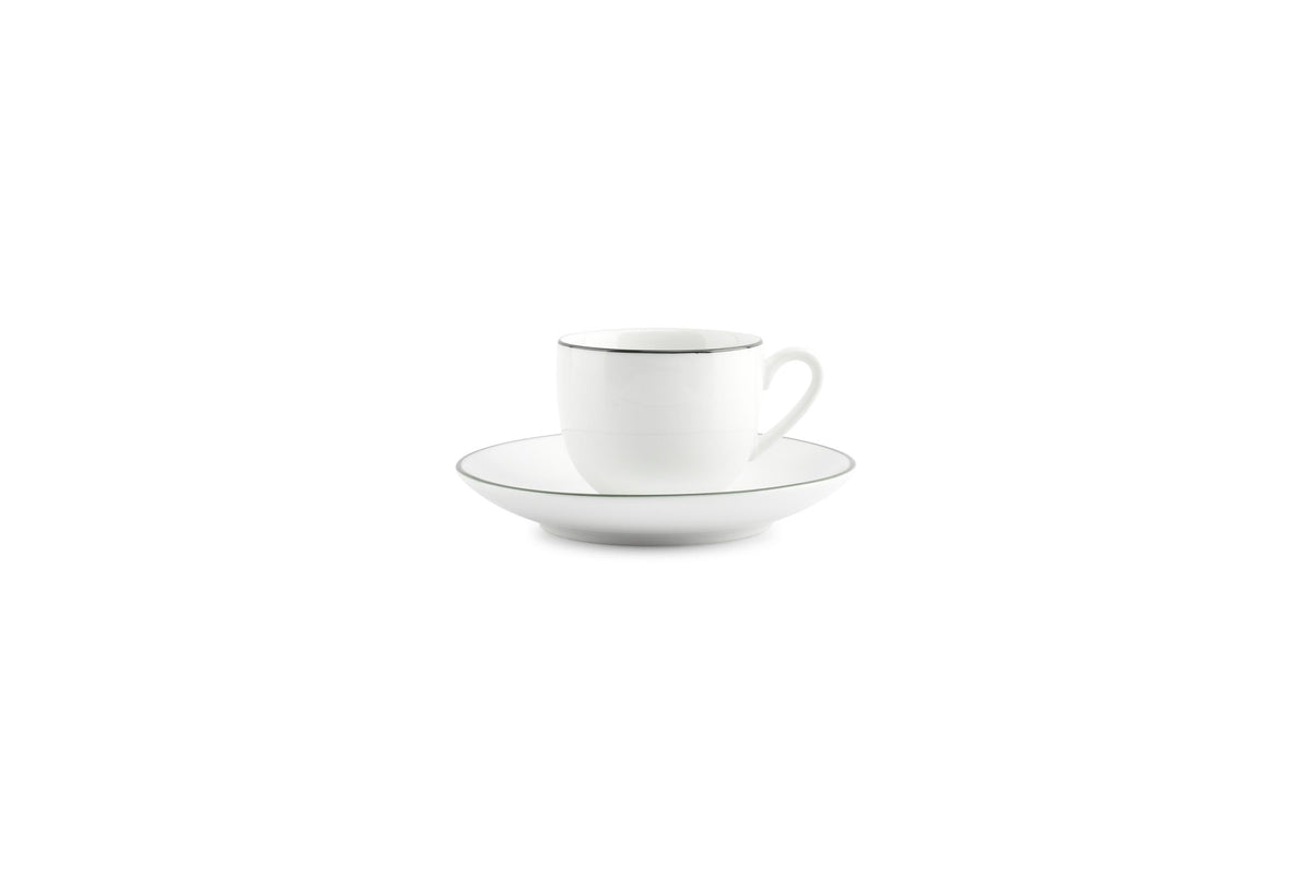 S&P - Basic White Tasse à moka 10cl green rim Basic White - 1 SET - 6 pièces