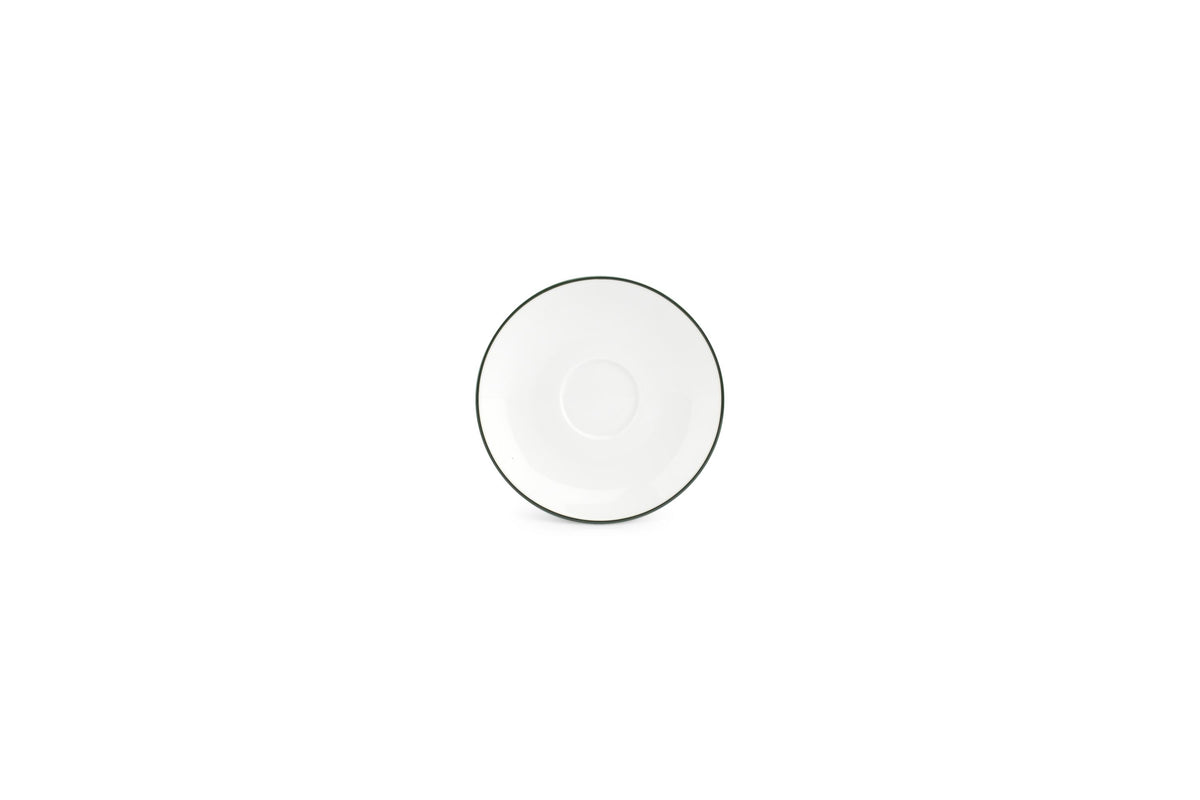 S&P - Basic White Soucoupe à moka 12,5cm green rim Basic White - 1 SET - 6 pièces