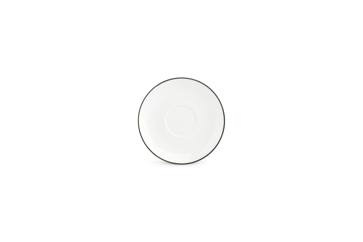 S&P - Basic White Soucoupe 14,5cm green rim Basic White - 1 SET - 6 pièces