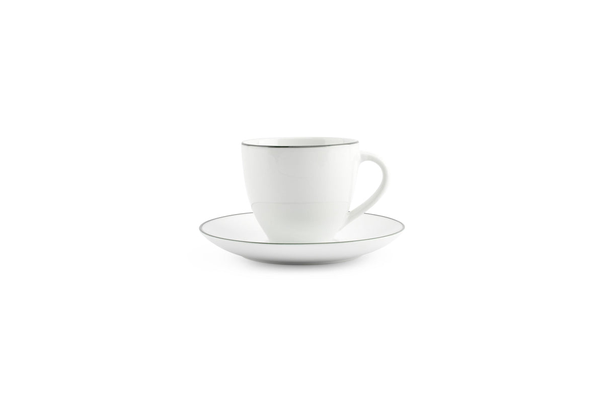 S&P - Basic White Soucoupe 14,5cm green rim Basic White - 1 SET - 6 pièces
