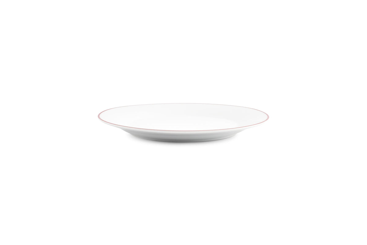 S&P - Basic White Assiette plate 20cm burgundy rim Basic White - 1 SET - 6 pièces