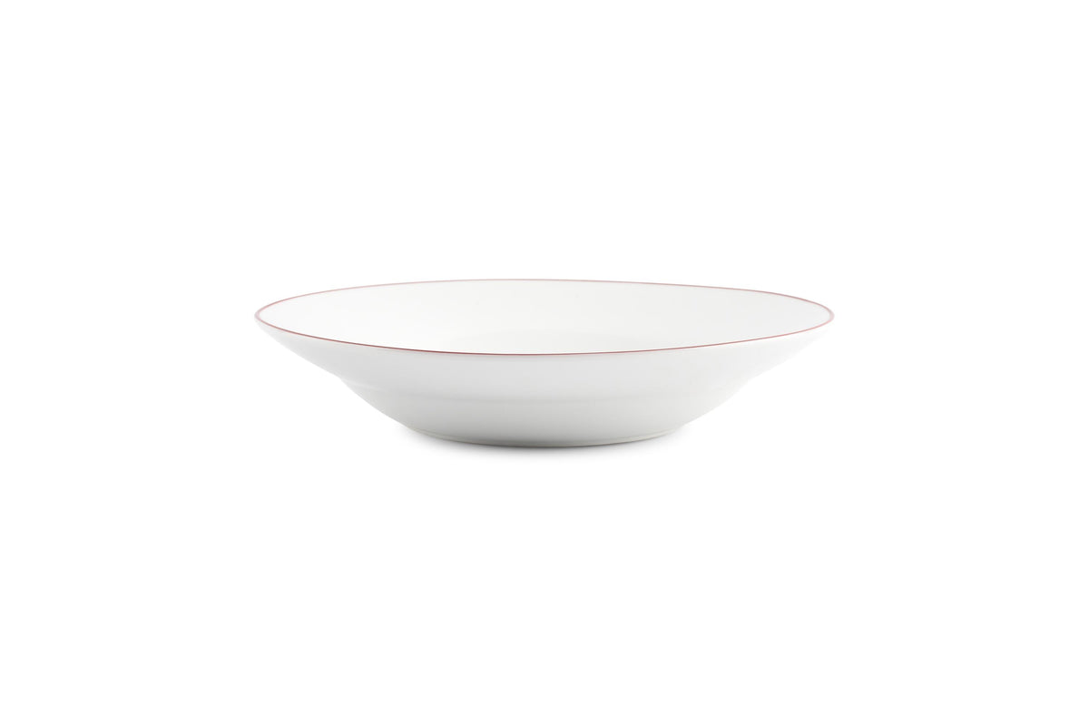 S&P - Basic White Assiette creuse 23xH4cm burgundy rim Basic White - 1 SET - 6 pièces