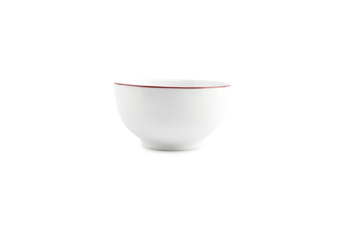 S&P - Basic White Bol 14xH8cm burgundy rim Basic White - 1 SET - 6 pièces