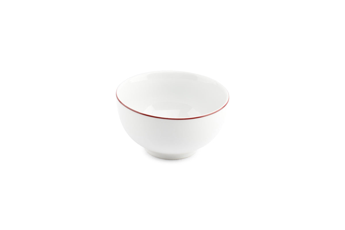 S&P - Basic White Bol 14xH8cm burgundy rim Basic White - 1 SET - 6 pièces