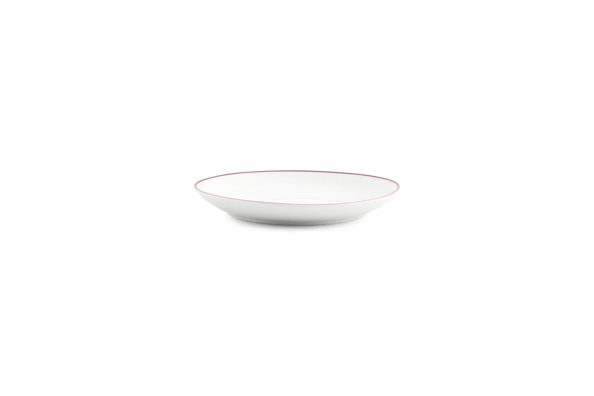 S&P - Basic White Assiette plate 15cm coupe burgundy rim Basic White - 1 SET - 6 pièces
