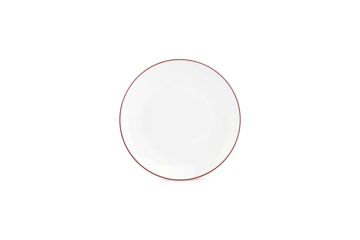 S&P - Basic White Assiette plate 20,5cm coupe burgundy rim Basic White - 1 SET - 6 pièces