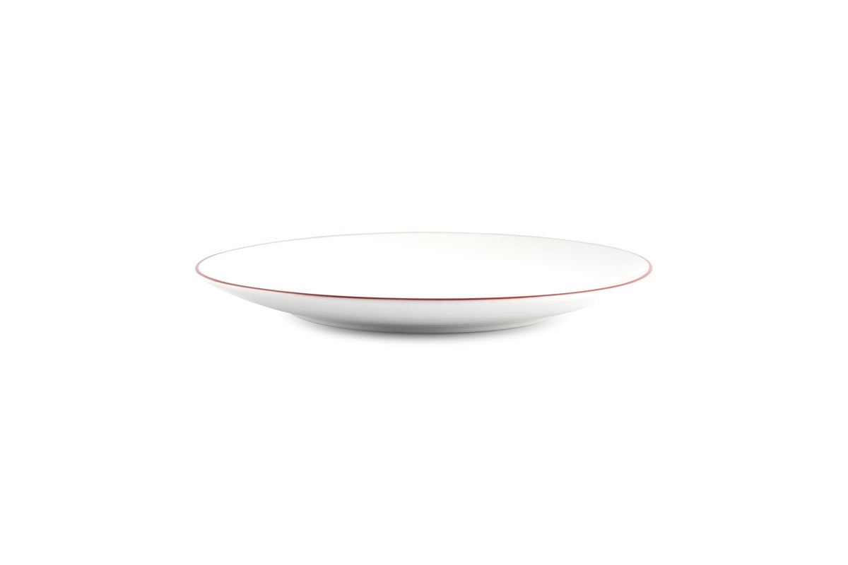 S&P - Basic White Assiette plate 24cm coupe burgundy rim Basic White - 1 SET - 4 pièces