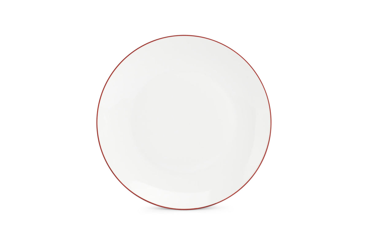 S&P - Basic White Assiette plate 26,5cm coupe burgundy rim Basic White - 1 SET - 6 pièces