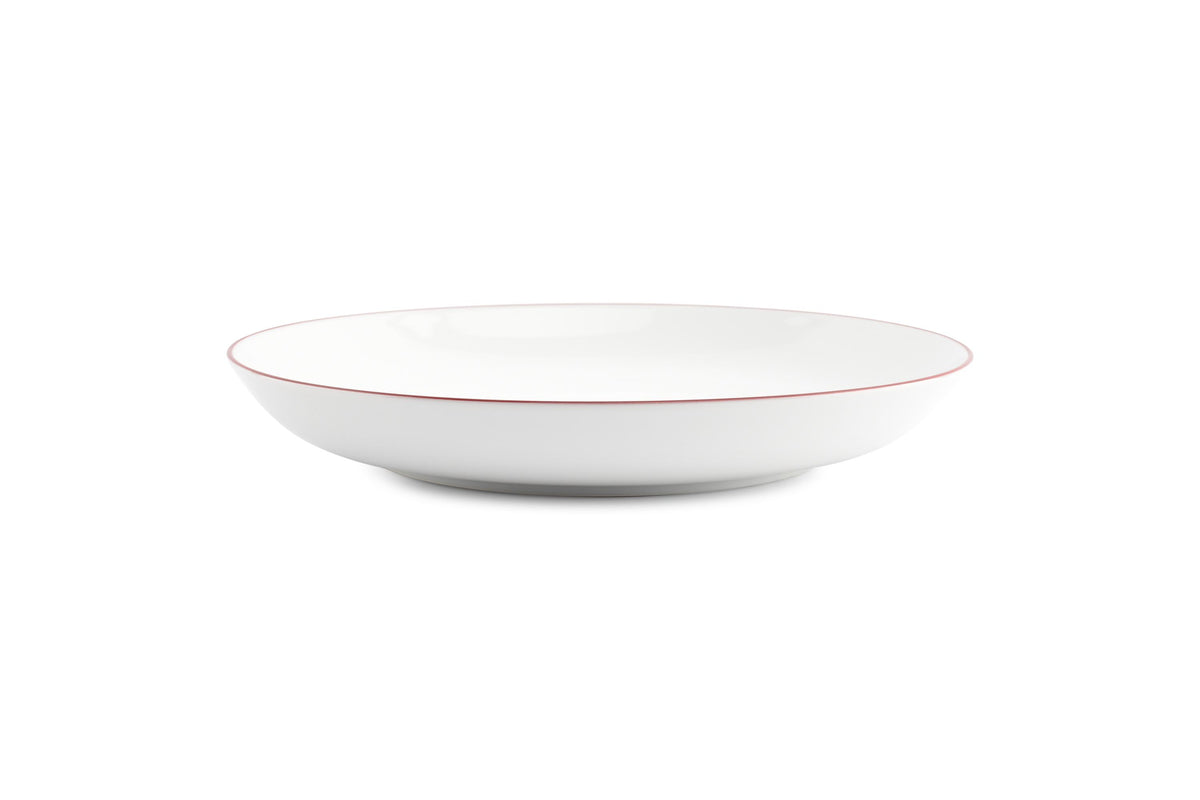 S&P - Basic White Bol 27xH4cm coupe burgundy rim Basic White - 1 SET - 6 pièces