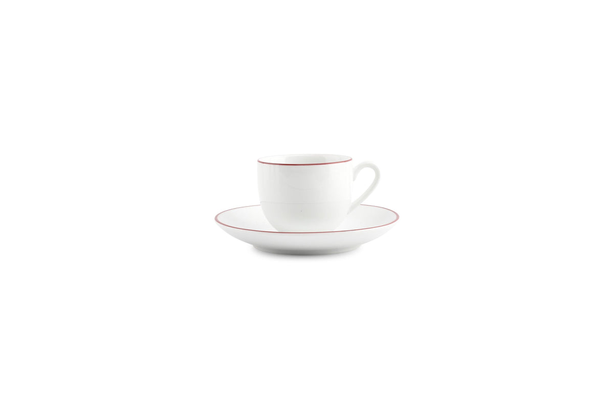S&P - Basic White Tasse à moka 10cl burgundy rim Basic White - 1 SET - 6 pièces