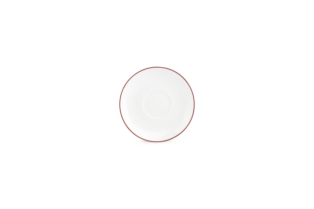 S&P - Basic White Soucoupe 14,5cm burgundy rim Basic White - 1 SET - 6 pièces