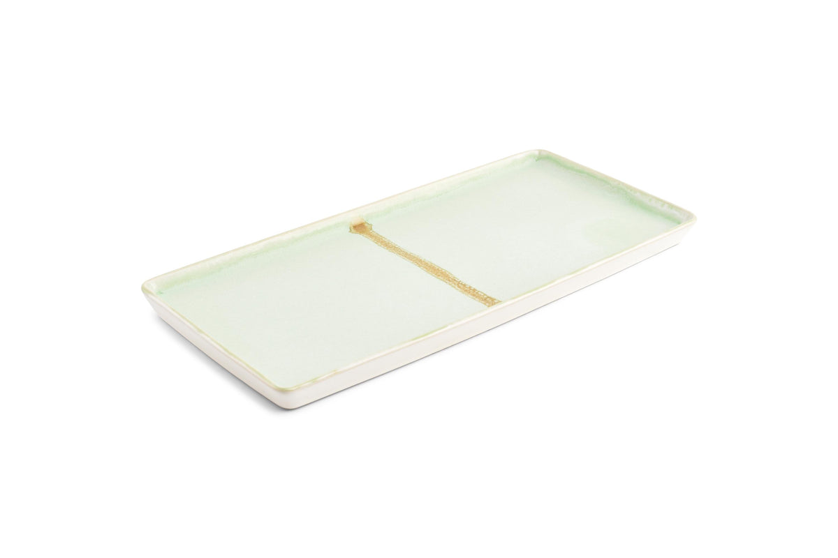 S&amp;P - Plat à servir 14x32cm vert Flow - 1 SET - 2 pièces