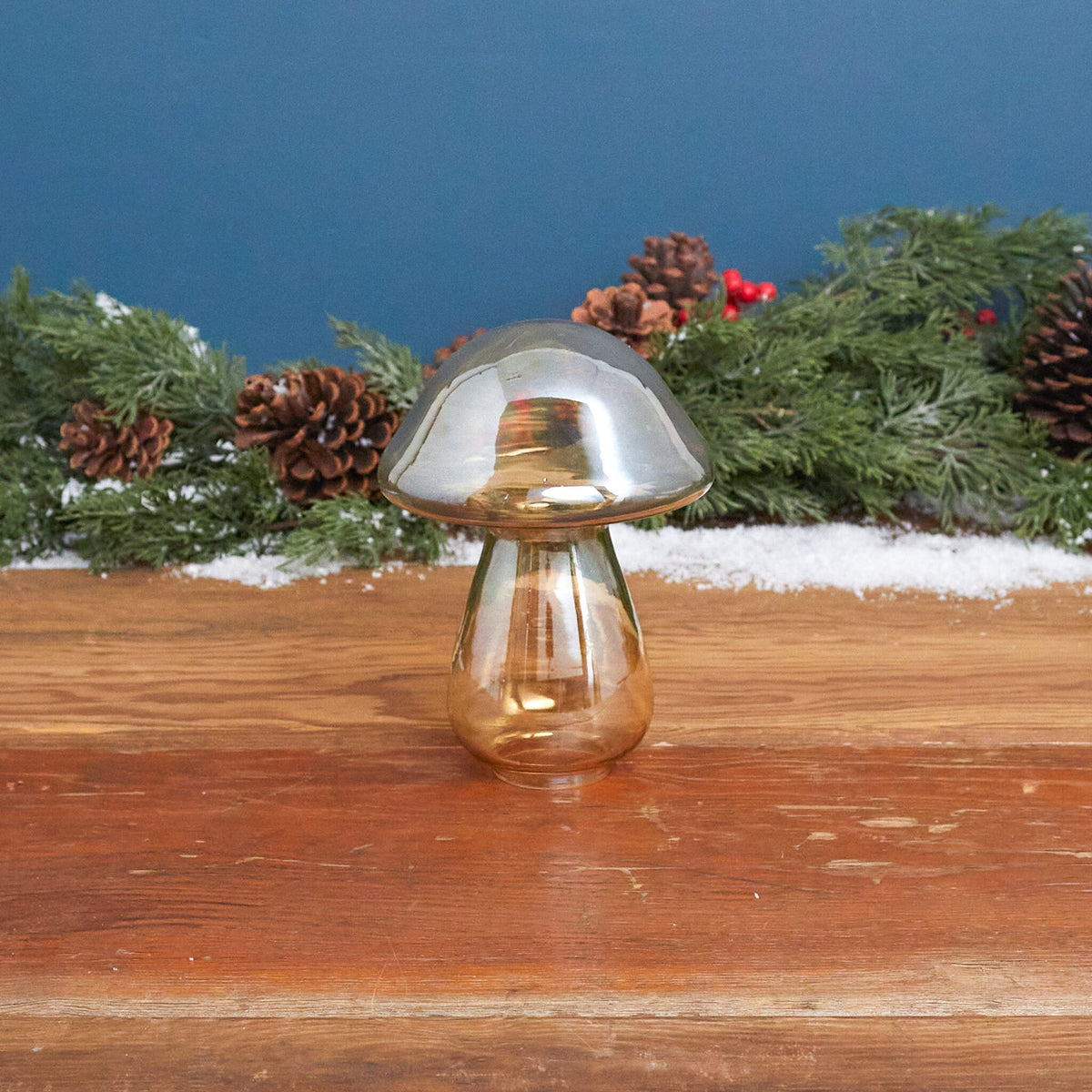 Champignon en verre lustre doré, grand