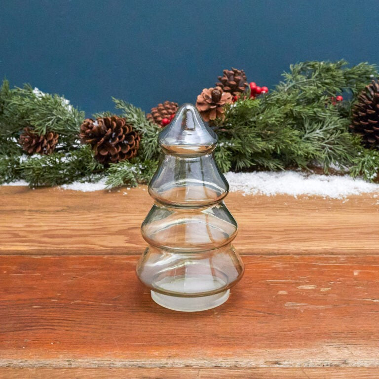 Pot sapin en verre lustre vert