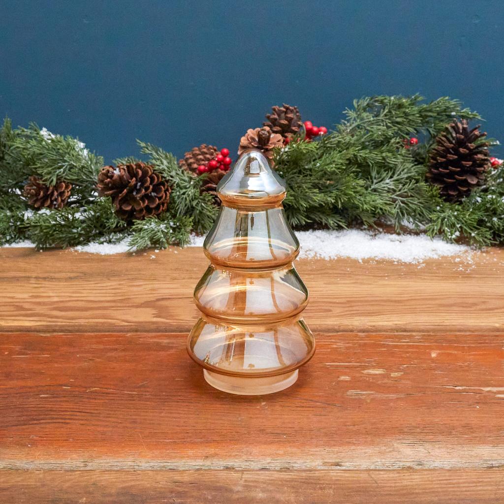 Pot sapin en verre lustre doré