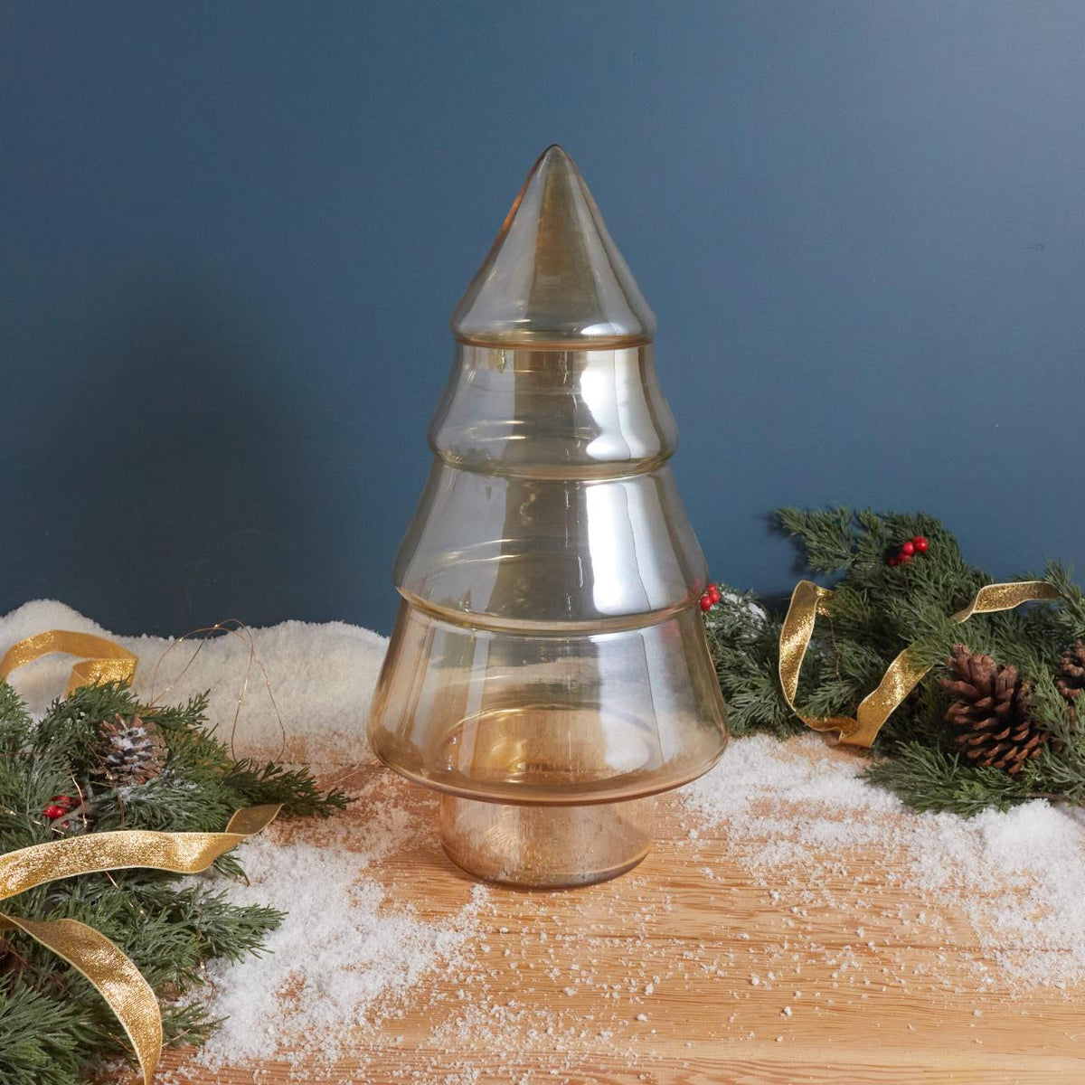 Sapin en verre lustré, doré