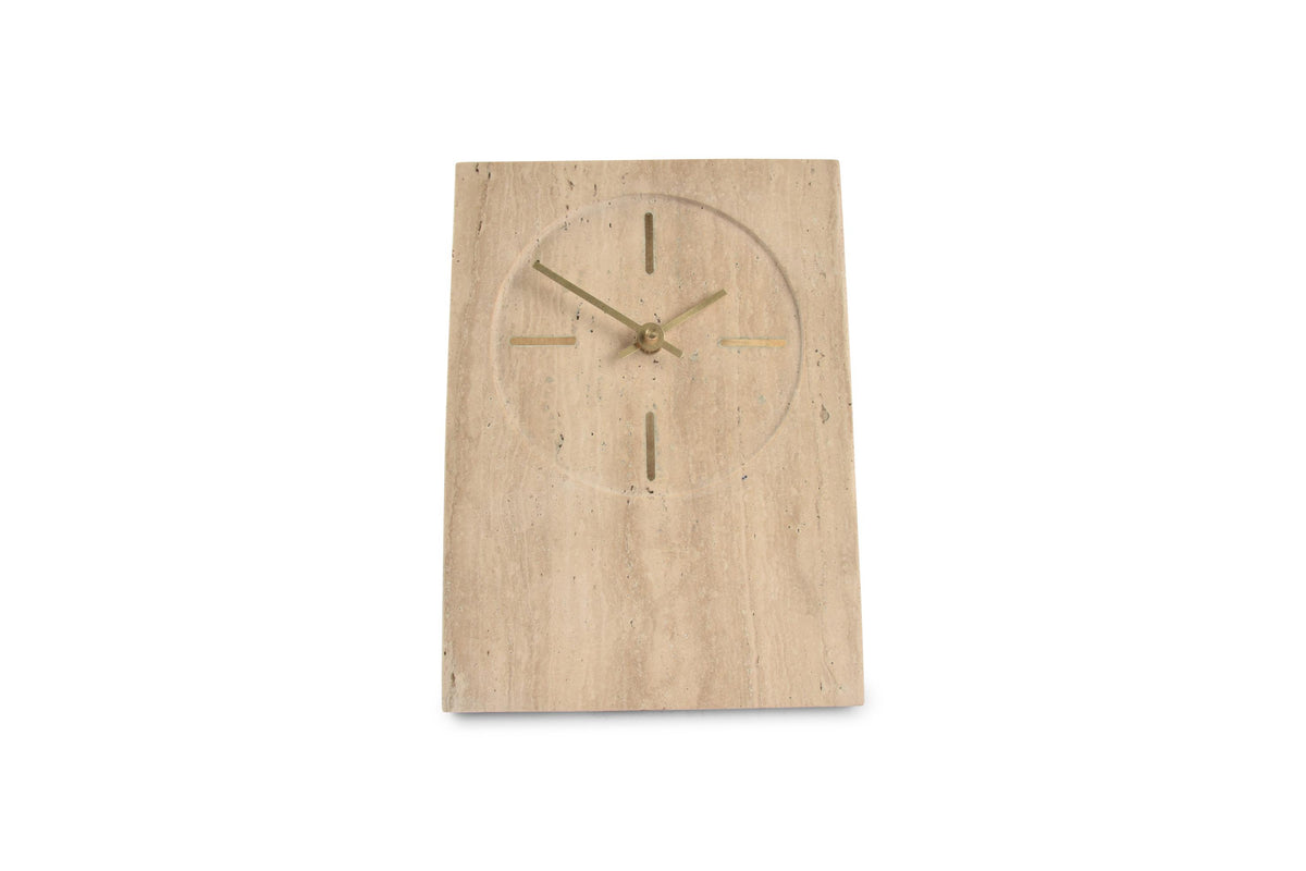 S&amp;P - Horloge de table 16xH23,5cm travertin beige Zone