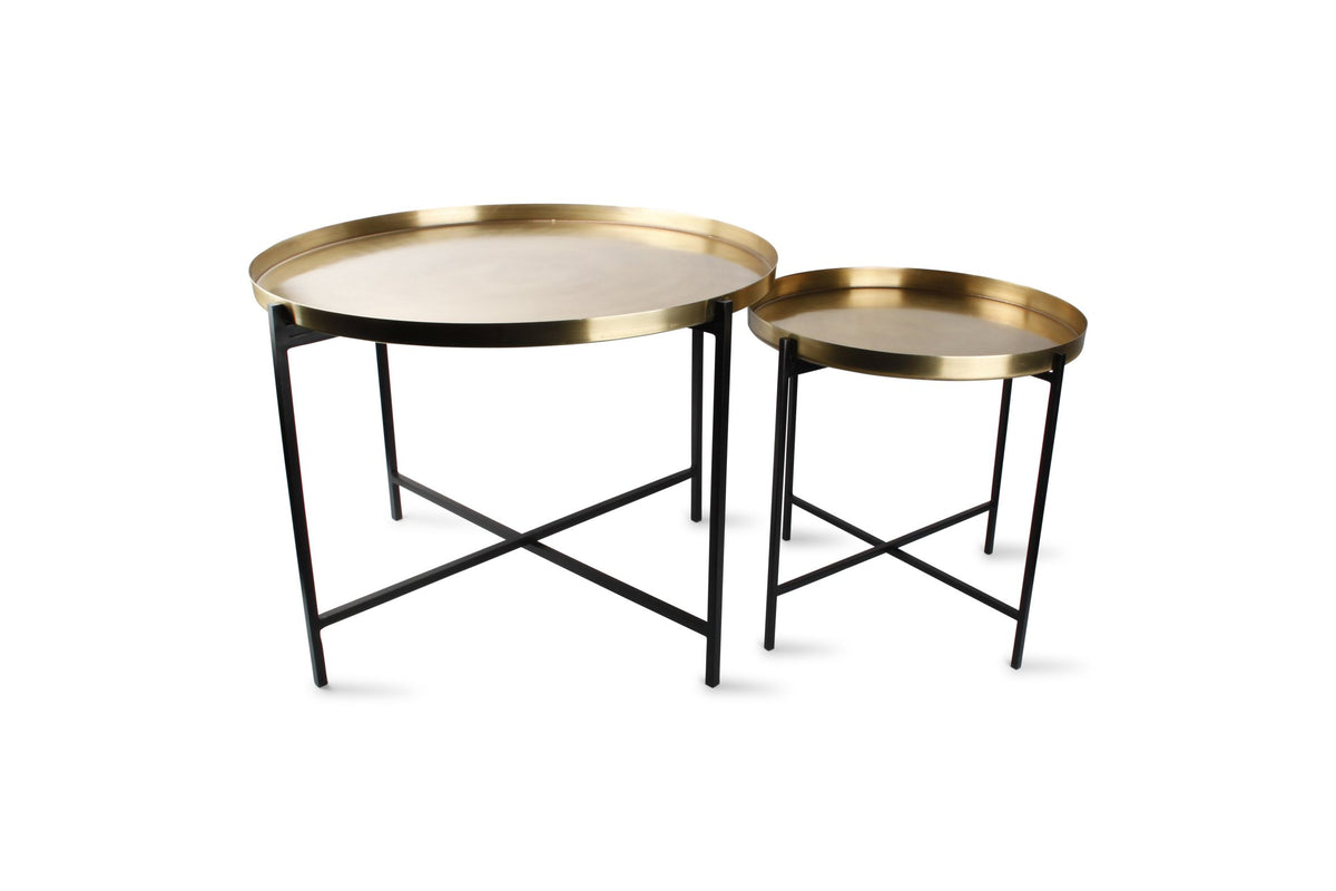 S&amp;P - Table gigogne or brossé Patio - set/2