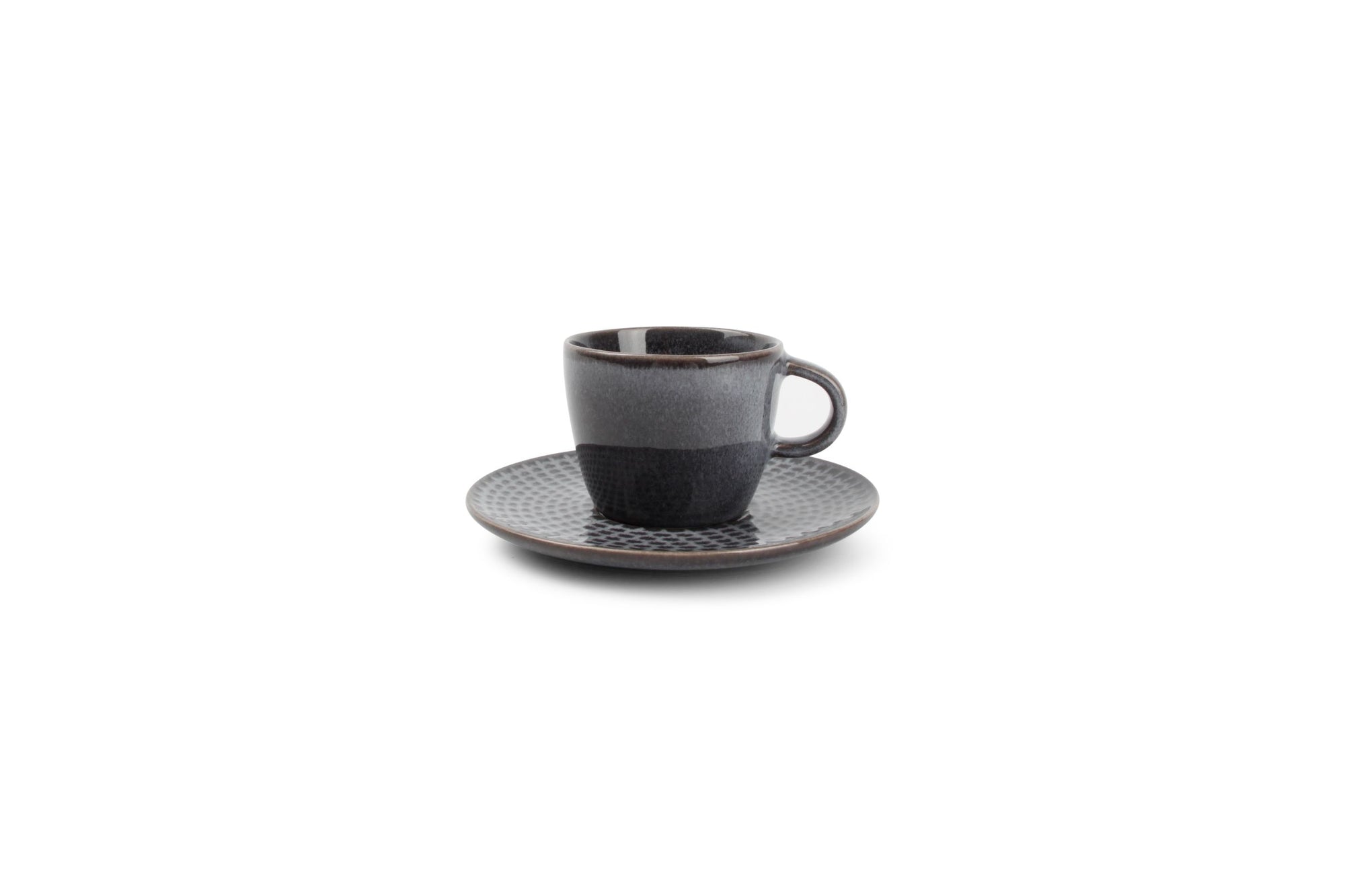 S&P - Tasse à moka 9cl et soucoupe gris Stitch - 1 SET - 4 pièces