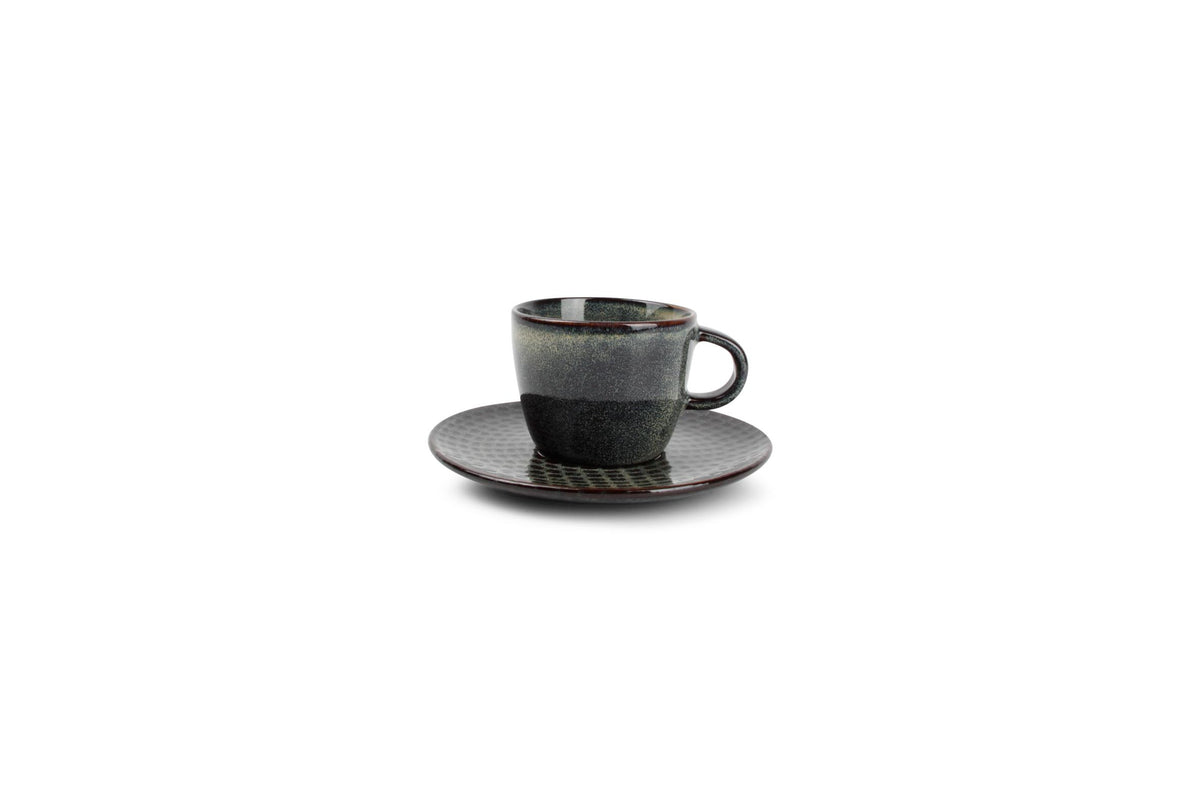 S&amp;P - Tasse à moka 9cl et soucoupe vert/bleu Stitch - 1 SET - 4 pièces
