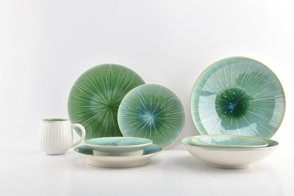 S&amp;P - Assiette plate 18xH3,5cm turquoise Eclipse - 1 SET - 4 pièces