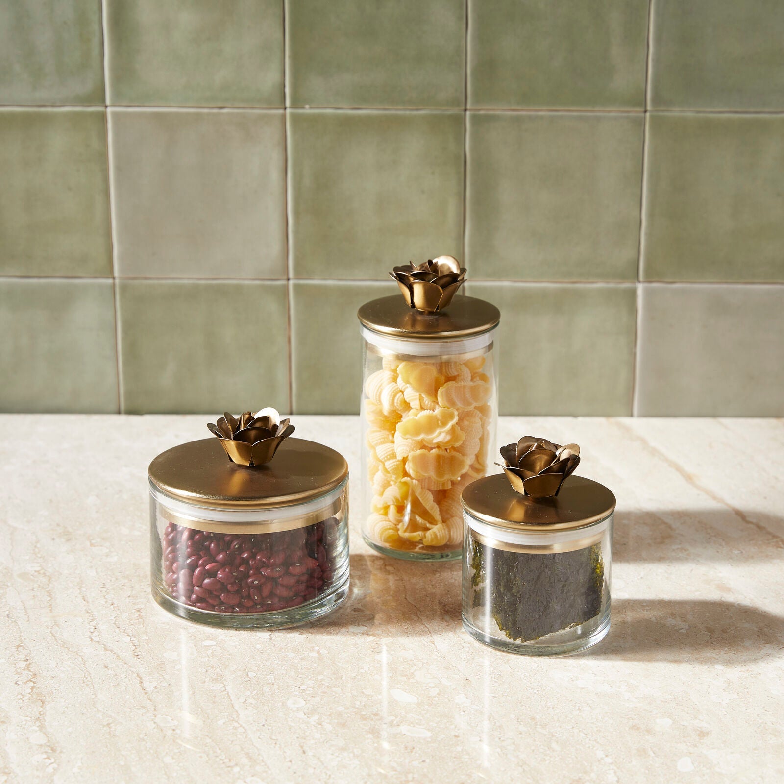 Pots de rangement botaniques rose, lot de 3