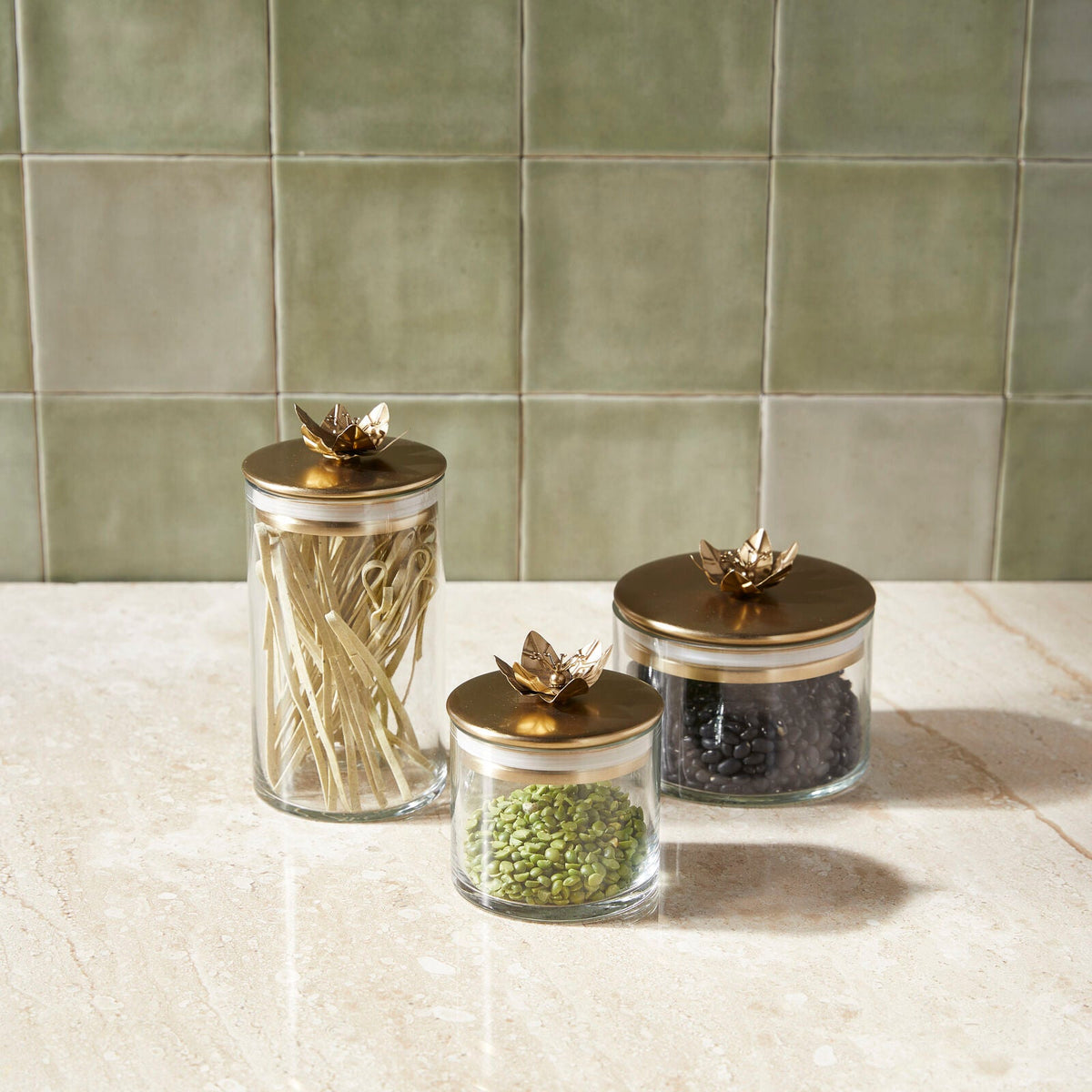 Botanische voorraadpotten lelie, set van 3