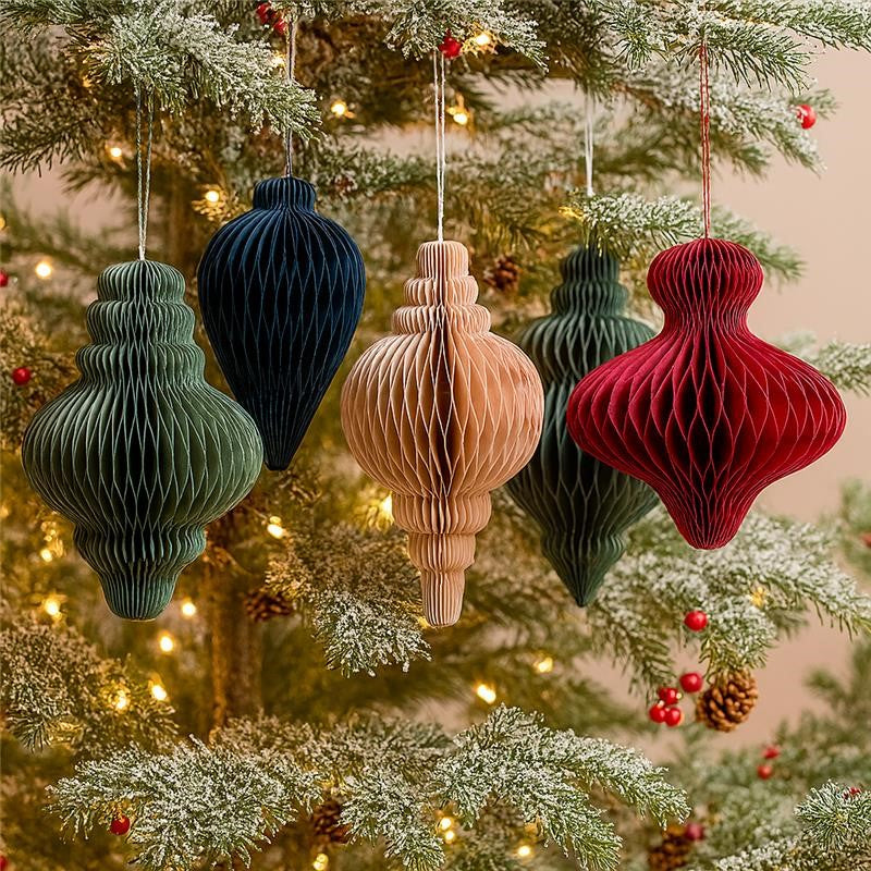 Grands ornements en papier recyclé, lot de 5