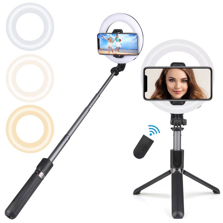 Selfie Lumineux Avec Telecommande - Noir 