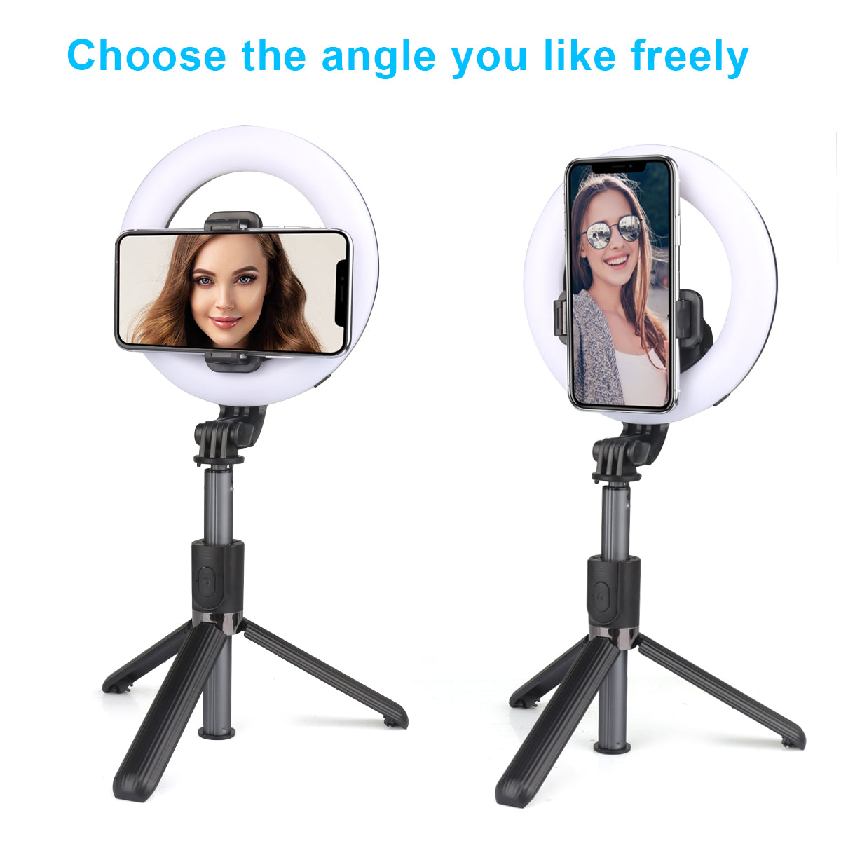 Selfie Lumineux Avec Telecommande - Noir 